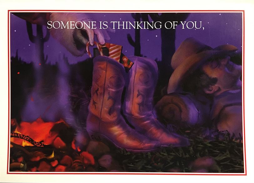 Texas Christmas Cards-Cowboy Boots by the Texas Campfire