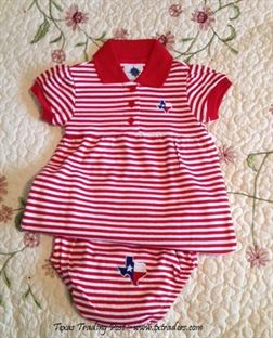 Baby Game Day Dress and Bloomers with Embroidered Map of Texas-RW
