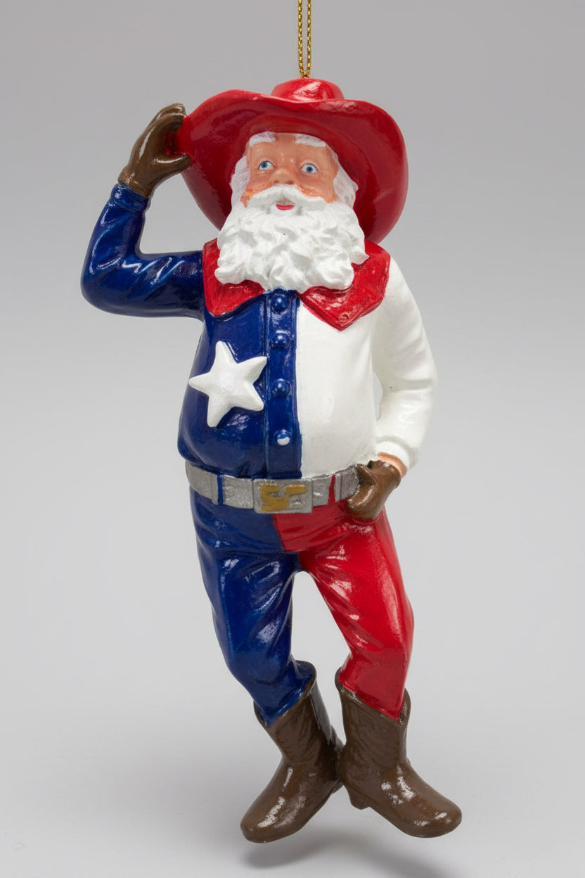 Texas Christmas Ornament - Cowboy Santa