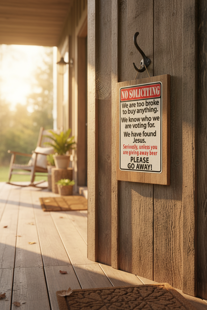THANK YOU - No Soliciting - We are too broke to buy anything...