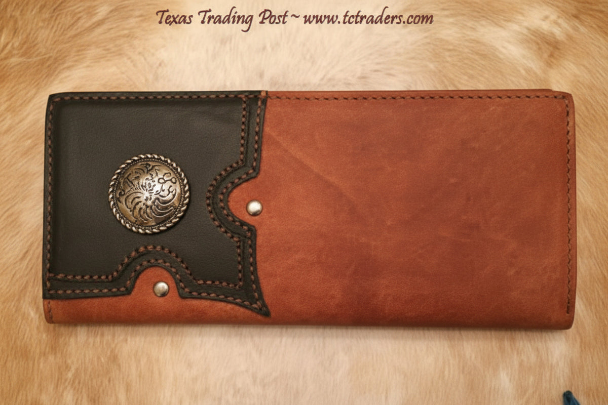 Men's Faux Leather Texas Wallet with Concho