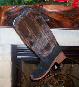 Boot Texas Christmas Stocking with Mink