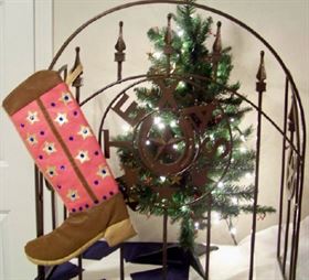 Boot Texas Christmas Stocking Pink 