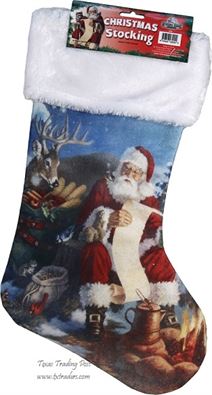 Boot Stocking-Santa and his List-Texas Christmas Stocking