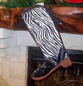 Boot Texas Christmas Stocking with Zebra Design