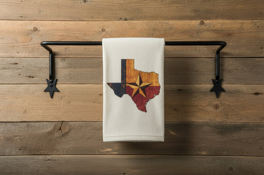 THANK YOU - Rustic towel holder with stars representing spurs