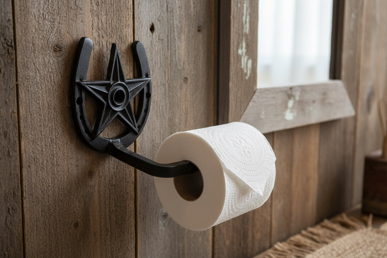 THANK YOU - Cast Iron Toilet Paper Holder with Texas Lone Star