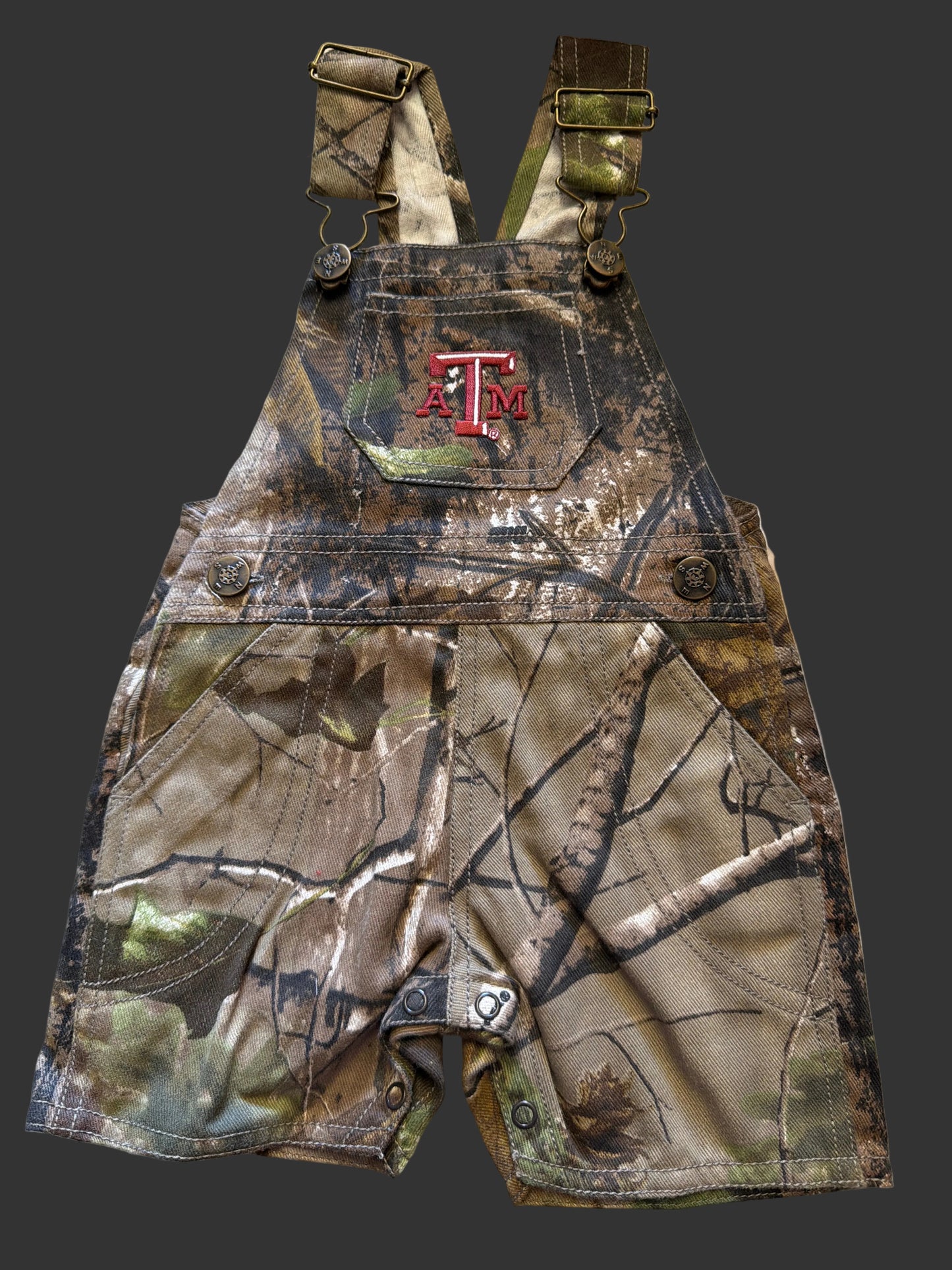 THANK YOU - Realtree Texas A&M Short Overalls (Size 0-3 months)
