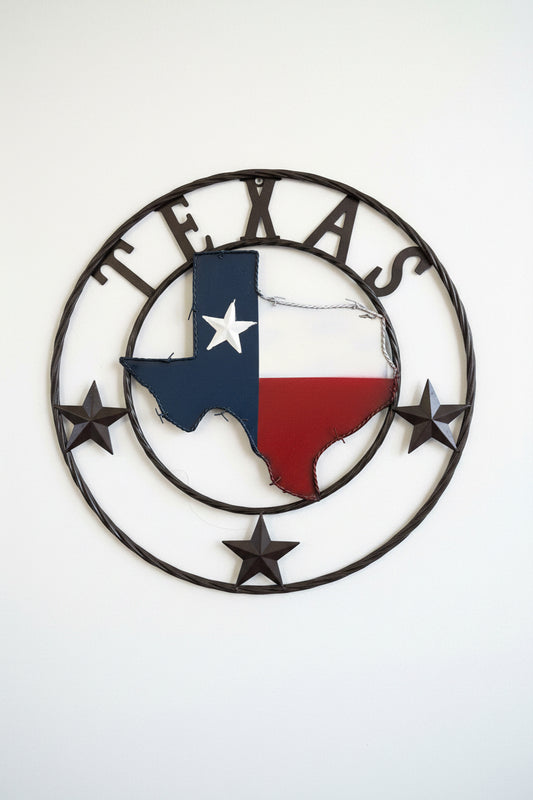 THANK YOU - State of Texas with barbed wire metal art