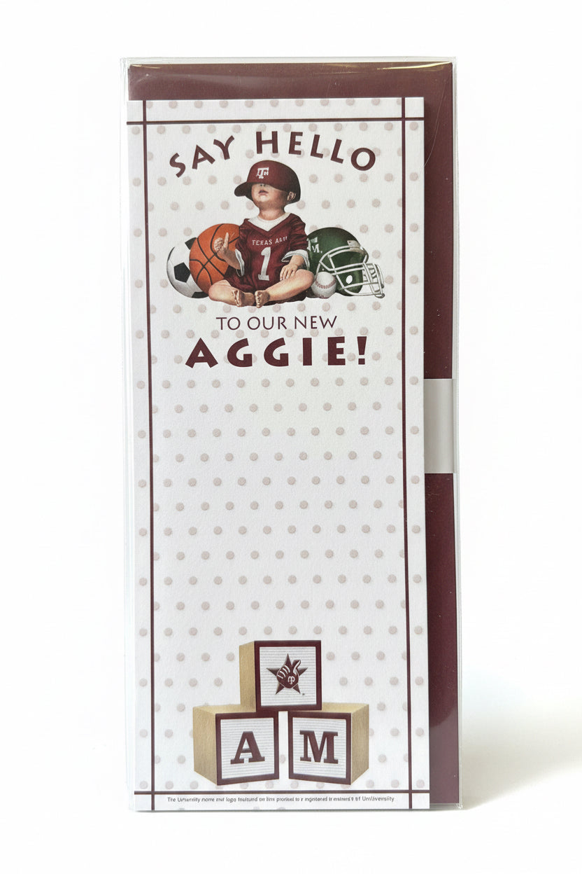 THANK YOU - Texas A&M / Aggie baby announcement cards and envelopes