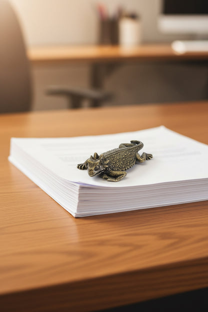 THANK YOU - Brass Texas Horny Toad Paperweight