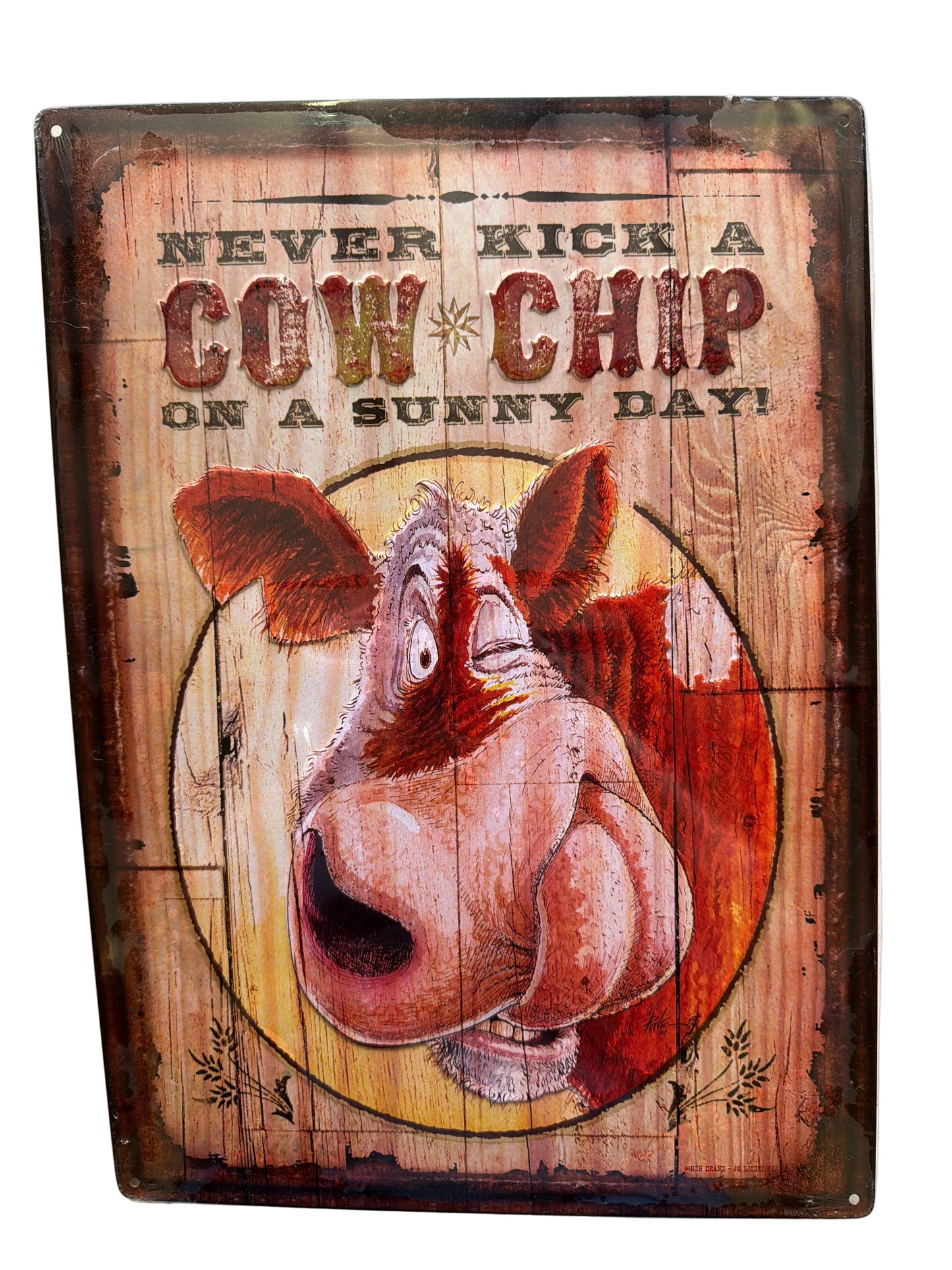 THANK YOU - Never Kick a Cow Chip on a Sunny Day Metal Sign