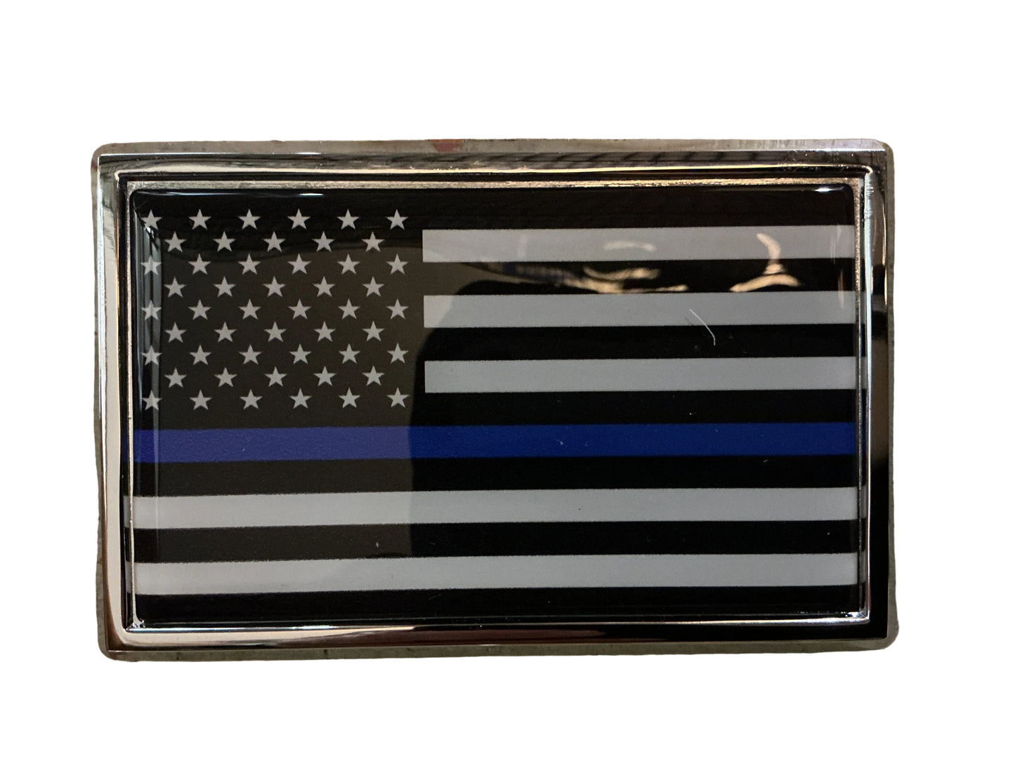THANK YOU - Law Enforcement Blue Line Flag Auto Emblem