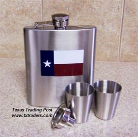 Texas Hip Flask Set with Texas Flag