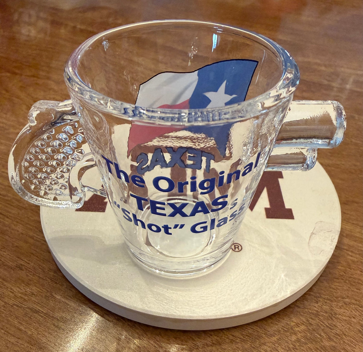 Texas Flag Shot Glass  - Pistol Shaped "The Original Texas Shot Glass"