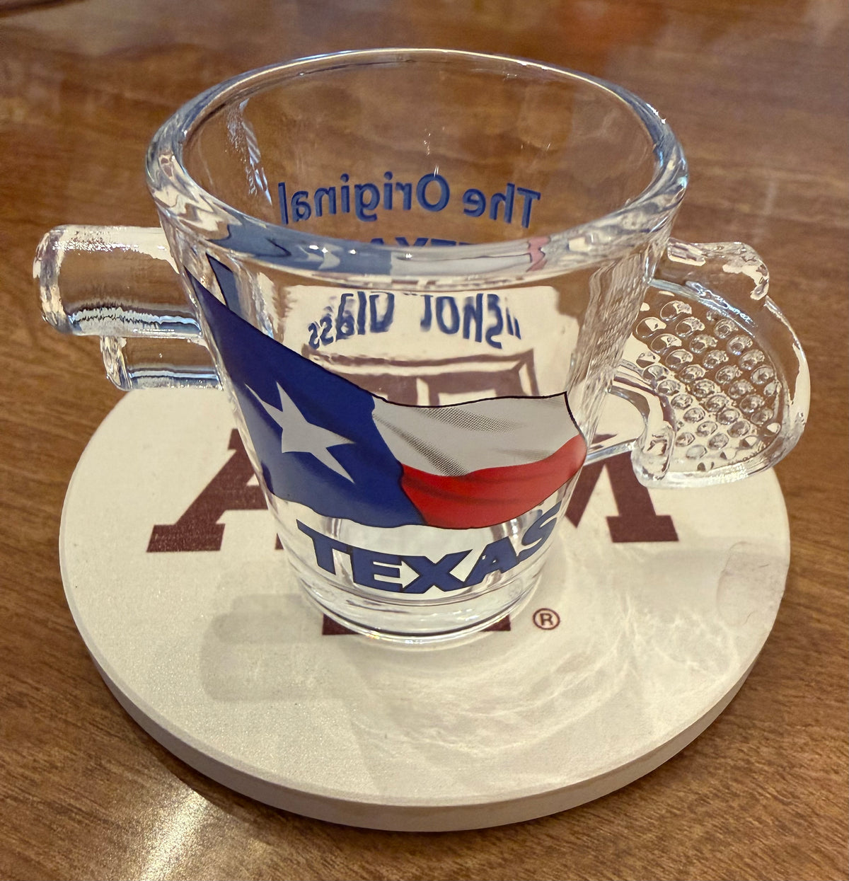 Texas Flag Shot Glass  - Pistol Shaped "The Original Texas Shot Glass"