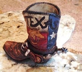 Texas Boot Pen and Pencil Holder with Horse