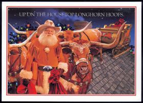 Texas Christmas Cards-Bevo and Texas Santa