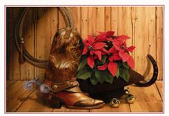 Texas Christmas Cards-Boots and Poinsettias