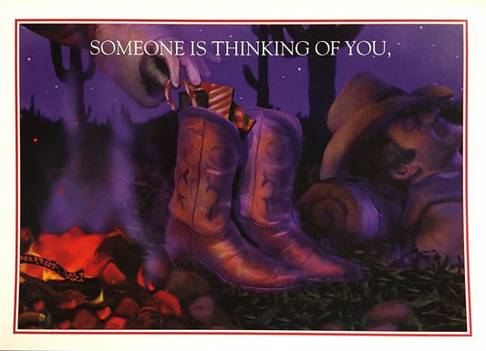 Texas Christmas Cards-Cowboy Boots by the Texas Campfire