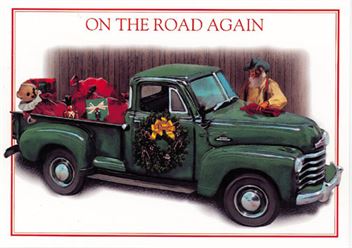 Texas Christmas Cards-Texas Santa -On the Road Again