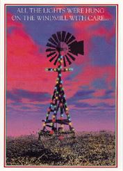 Texas Christmas Cards-Texas Windmill with Lights