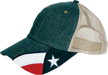 Denim Texas Cap with the Texas Flag on the Bill