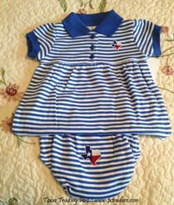 Baby Game Day Dress and Bloomers with Embroidered Map of Texas-BW