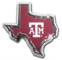 Car or Truck Auto Emblem - Texas A&M in the Shape of Texas