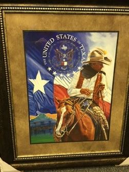 Framed "United States of Texas" with Texas Flag