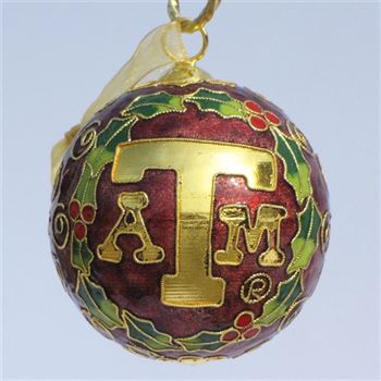 Cloisonne Texas A&M Wreath Christmas Ornament