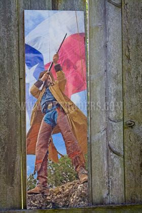Barnwood Art - Cowboy with Texas Flag