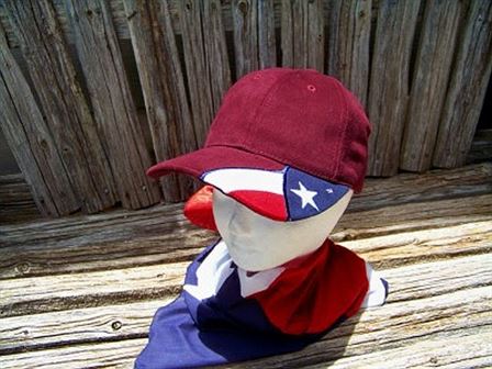 Cap in Maroon with the Texas Flag