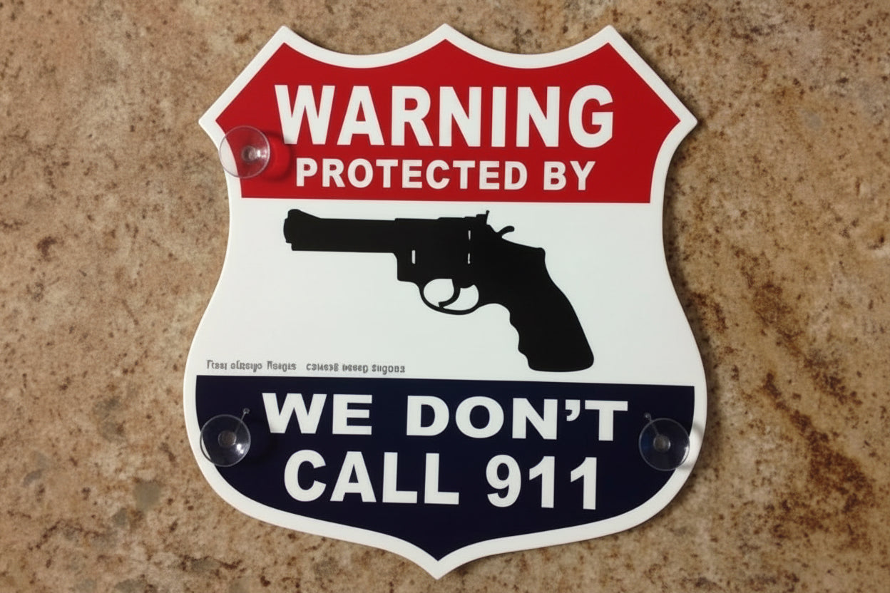Window Sign Warning Protected By...We Don't Call 911